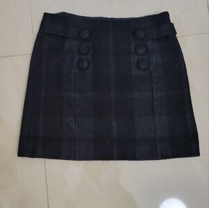 Black Plaid Wool Mini Skirt